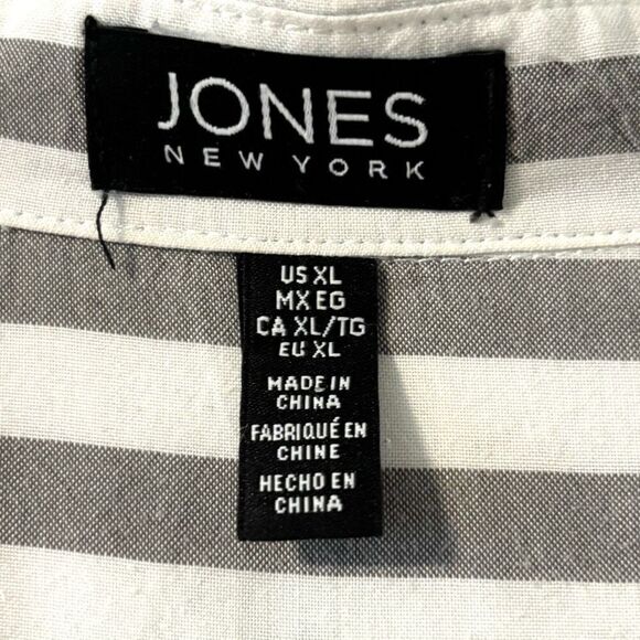 Jones New York XL grey & white stripe long tunic pockets side vents beachy - Picture 9 of 12